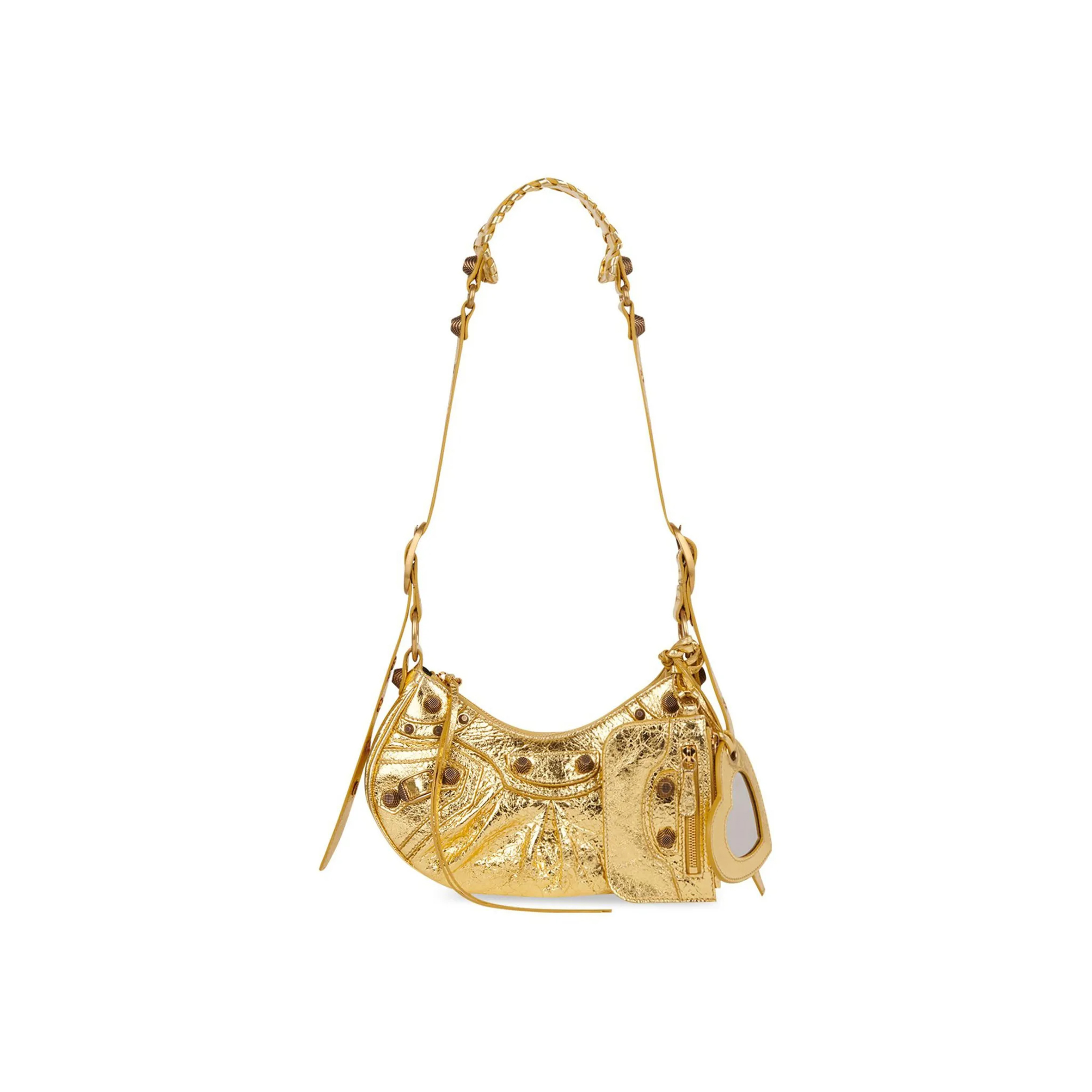 BALENCIAGA WOMEN'S LE CAGOLE SHOULDER BAG XS IN GOLD 6713090GT3M8005 (25.9*16*9.9cm)